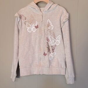 Butterfly Embellished Zip Up Hoodie